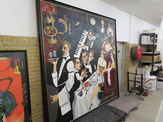 Stort Maleri i ramme (Art deco/cabaret stil)