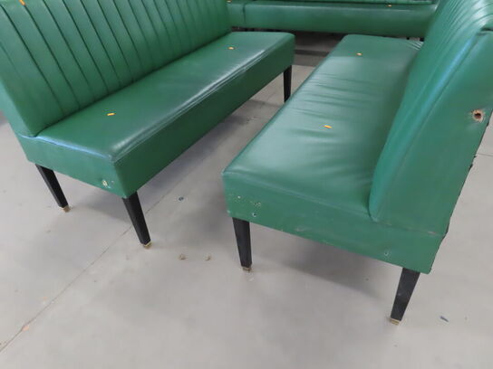 2 stk. Spisesofaer i grøn læder