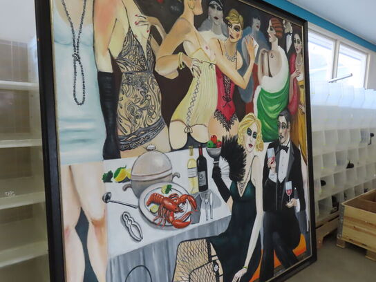 Stort Maleri i ramme (Art deco/cabaret stil)