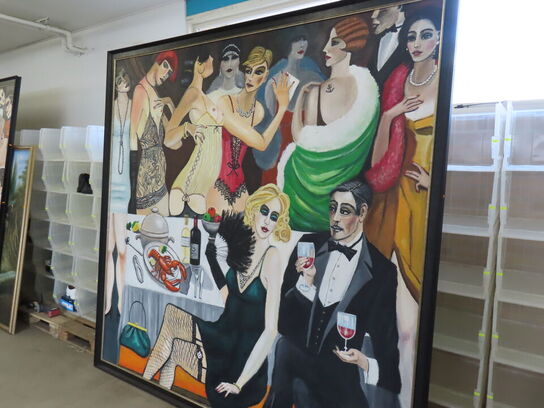 Stort Maleri i ramme (Art deco/cabaret stil)