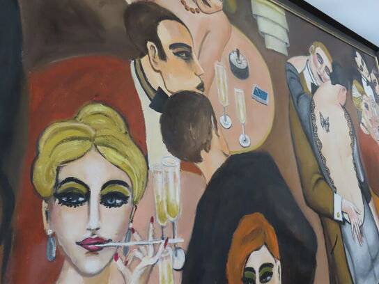 Stort Maleri i ramme (Art deco/cabaret stil)