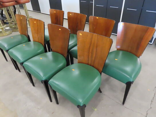 8 stk. Stole med træryg og grøn læder