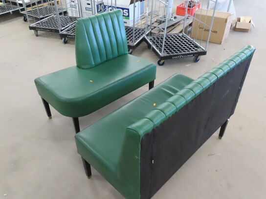 2 stk. Spisesofamoduler i grøn læder