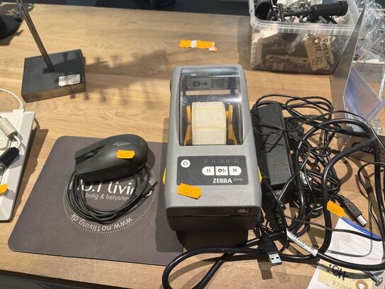 Labelprinter ZEBRA ZD410, tastatur, mus