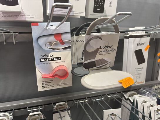 Div. Mobilholdere BOBINO samt 2 stk. powerbanks