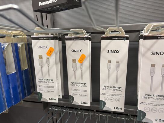 Div. Kabler, ladere, adaptere SINOX m.fl.