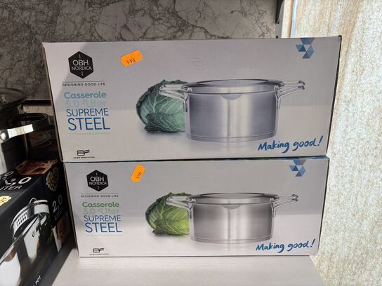 2 stk. gryder OBH Casserole 5.0 L