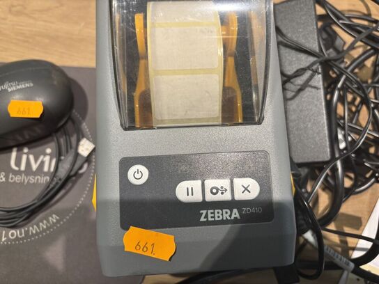 Labelprinter ZEBRA ZD410, tastatur, mus