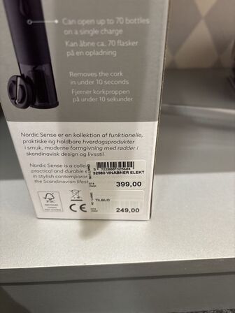 3 stk. elektrisk vinåbner NORDIC SENSE