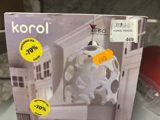 Væglampe samt 2 stk. pendler KOROL