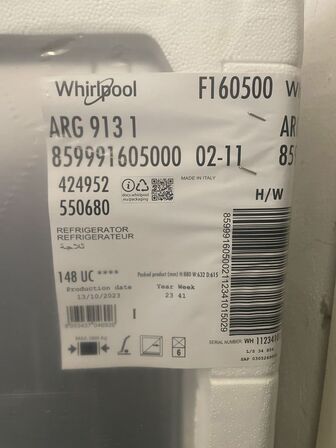 Integreret køleskab WHIRLPOOL F160500