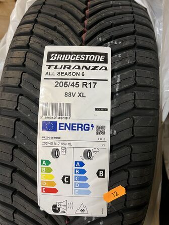 2 stk. bildæk BRIDGESTONE TURANZA 205/45 R17