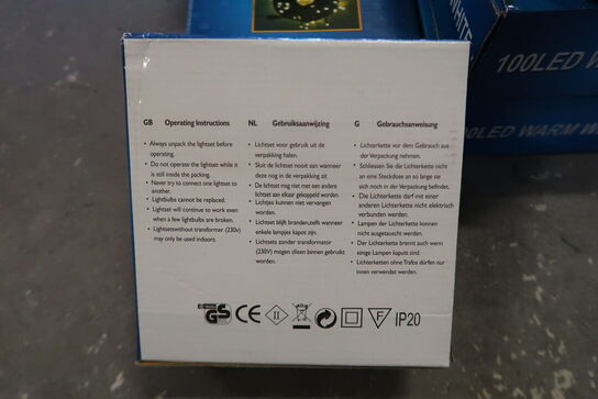 8 pk. LED lyskæder, 100LED varm hvid