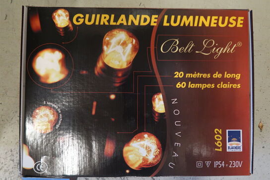 Blachere lyskæde med fladkabel - 20 meter, 60 pærer 