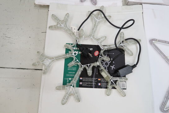 6 stk. ass. LED stjerner / snefnug