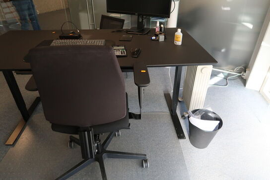 El. hæve/sænke skrivebord DENCON, kontorstol samt stol