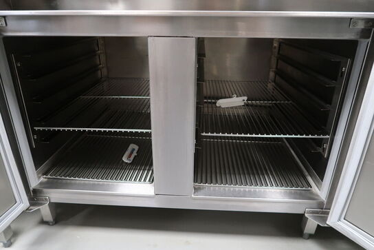 Rustfri stålbord med køleenhed (varmeskab medfølger ikke)