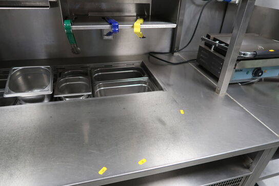 Rustfri stålbord med køleenhed (varmeskab medfølger ikke)