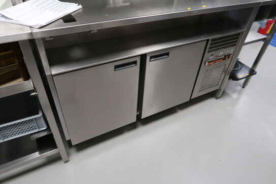 Rustfri stålbord med køleenhed (varmeskab medfølger ikke)