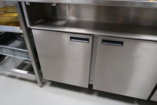 Rustfri stålbord med køleenhed (varmeskab medfølger ikke)