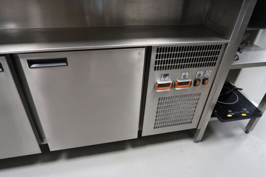 Rustfri stålbord med køleenhed (varmeskab medfølger ikke)