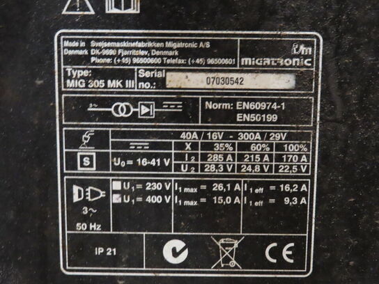 Svejseværk MIGATRONIC MIG 305