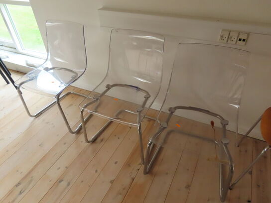 3 stk. Spisebordsstole i Akryl