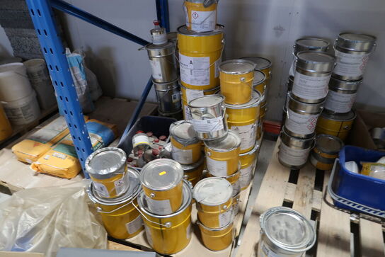 13 stk. paller med div. Varelager SIKA FLOOR, SCANMINERAL m.fl.