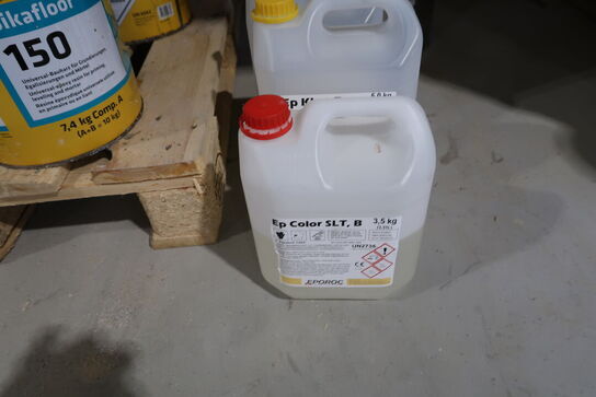 7 stk. paller med div. Varelager SIKAFLOOR, EPI Flooring m.fl.