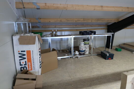 Div. Varelager, lagerreoler, vanger til pallereoler, gipsplader m.m.