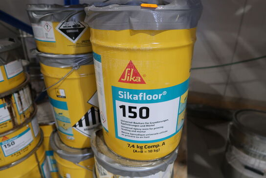 7 stk. paller med div. Varelager SIKAFLOOR, EPI Flooring m.fl.