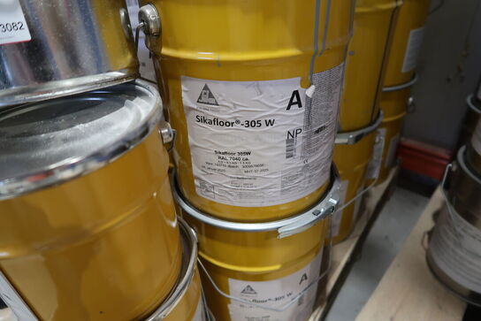 13 stk. paller med div. Varelager SIKA FLOOR, SCANMINERAL m.fl.