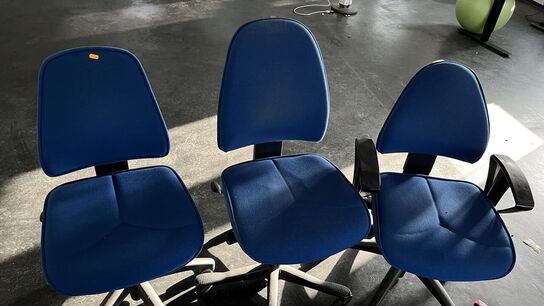 3 Blå Kontorstole