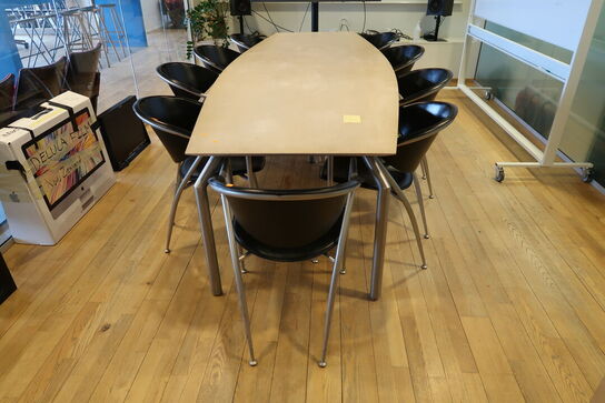 Mødebord med 9 stk. mødestole