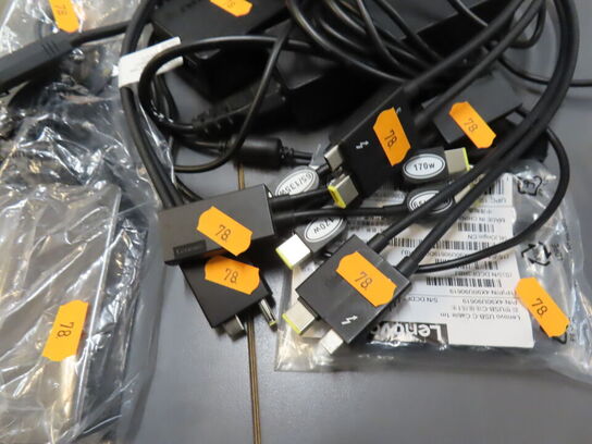 4 stk. LENOVO strømforsygninger og div. kabler