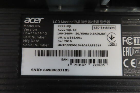 2 stk. Computerskærme ACER