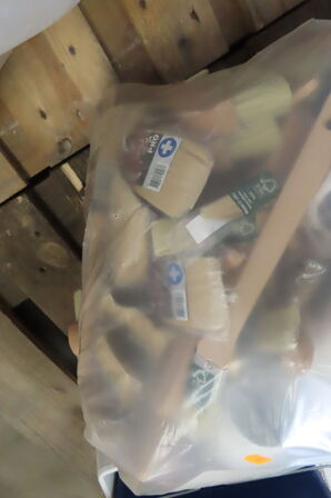 3 stk. Sække med pensler, maleruller & rullerposer