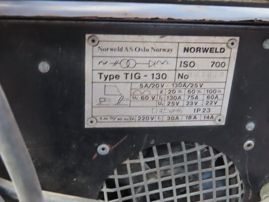 Svejsemaskine på transportvogn NORWELD TIC 130