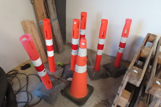 Diverse sikkerhedskegler, paller mv.