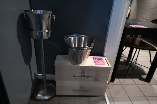 Vinkølere med opsats samt 2 stk. Champagne trækasser 