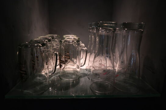 34 stk. ass. Vin & øl glas + 7 stk. Krukker