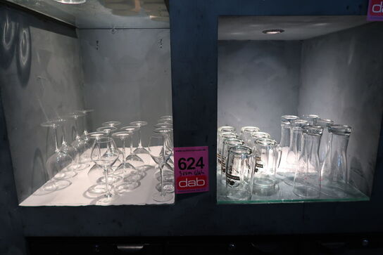 34 stk. ass. Vin & øl glas + 7 stk. Krukker