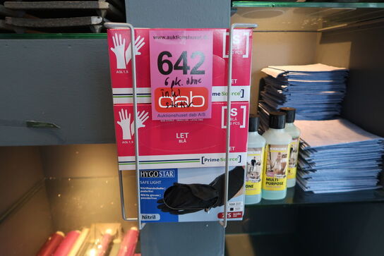 Diverse plasthandsker med holder 