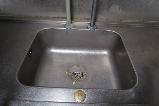 Væghængt rustfri stålbord med vask & pistol 