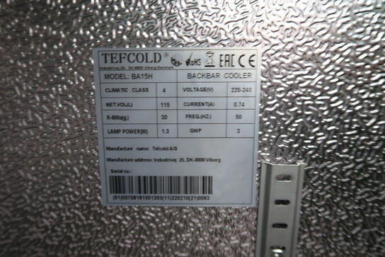 Tefcold BA15H Backbarkøler + indhold