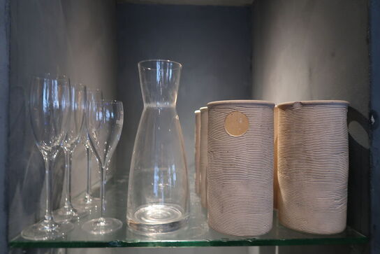 34 stk. ass. Vin & øl glas + 7 stk. Krukker