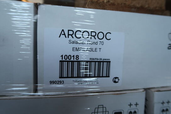 6 stk. kasser med 36 stk. skåle ARCOROC Saladier Rond 70 Empilablet