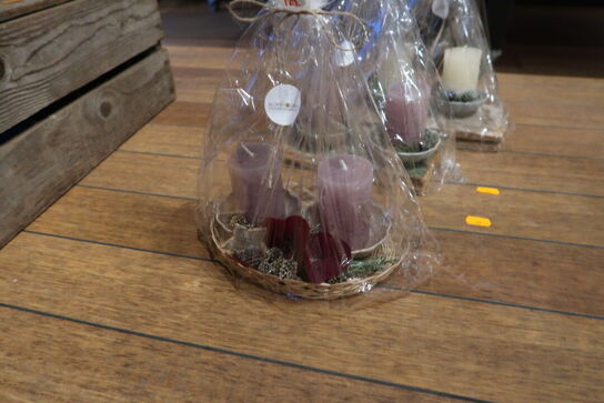 3 stk. dekorationer med stearinlys