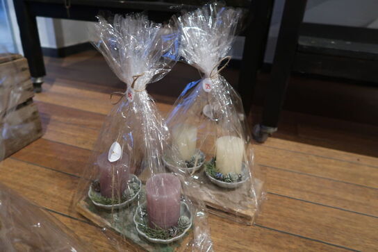 3 stk. dekorationer med stearinlys