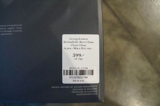 6 stk. Glas GEORG JENSEN BERNADOTTE BEER GLAS